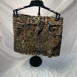 R13 Leopard Print Mini Skirt